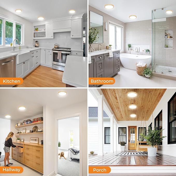 3 Pack Flush Mount Ceiling Light Fixtures - 3000K-4000K-6500K & 100W Equivalent Flat Led Lights for Room Ceiling,7.5Inch Ultra Thin Round White Ceiling Lights for Living Room,Bedroom,Kitchen,Bathroom