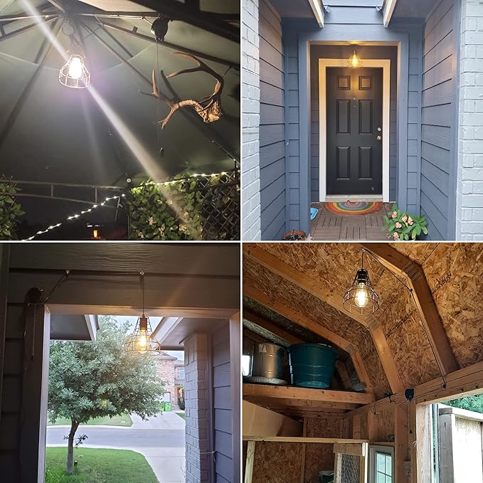 Solar Pendant Lights Outdoor Indoor with Remote, Chicken Coop Lights Solar Powered Shed Light with ON Off Switch,Solar Indoor Lights for House Garage Greenhouse Patio Barn Storage