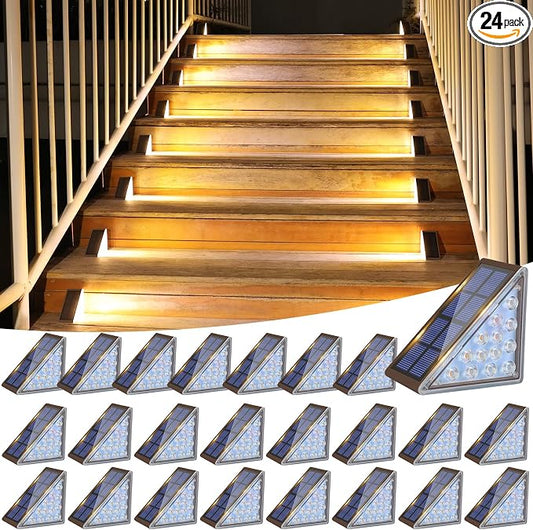 VOLISUN Solar Step Lights Outdoor Waterproof, LED Outdoor Stair Lights, Solar Step Light for Outside, Deck Light Decor for Stair,Front Porch and Patio(Brown,24 Pack)