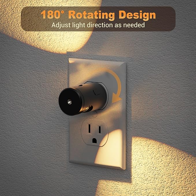 JandCase Night Lights Plug into Wall,2 Pack Mini Lens Night Light with 3CCT Color Temperature,180° Rotatable Night-Lights,Dimmable Nightlight Plug in with Light Sensor for Bathroom Hallway Room Decor