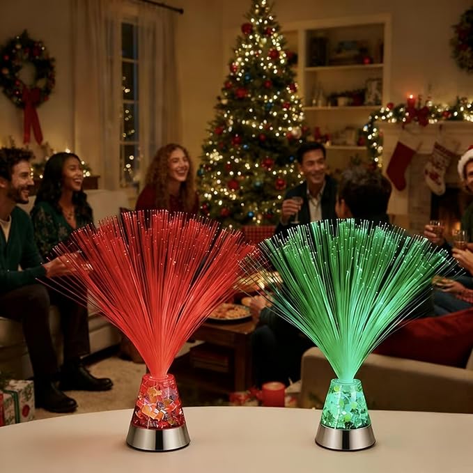 Retisee 6 Pieces Fiber Optic Lamp with Crystal Base 14inch Multicolored Sensory Lights Centerpiece Changing USB Battery Powered Fiber Optic Lights for Room Wedding Disco Party Decoration (Colorful)