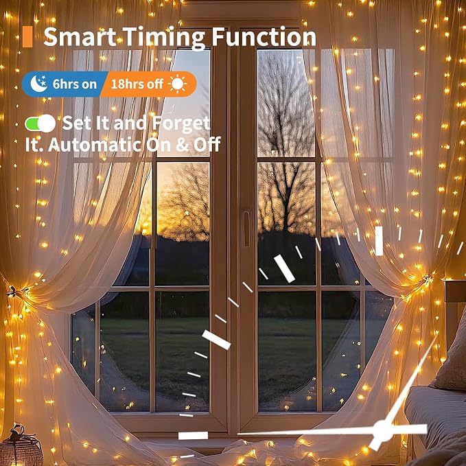 Fairy Curtain Lights, 300 LED Upgraded Tangle-Free Hanging Lights with Remote, USB Plug in String Lights for Bedroom Wall Window Wedding Party Xmas Home Décor - 9.8 x 9.8 Ft, Warm White