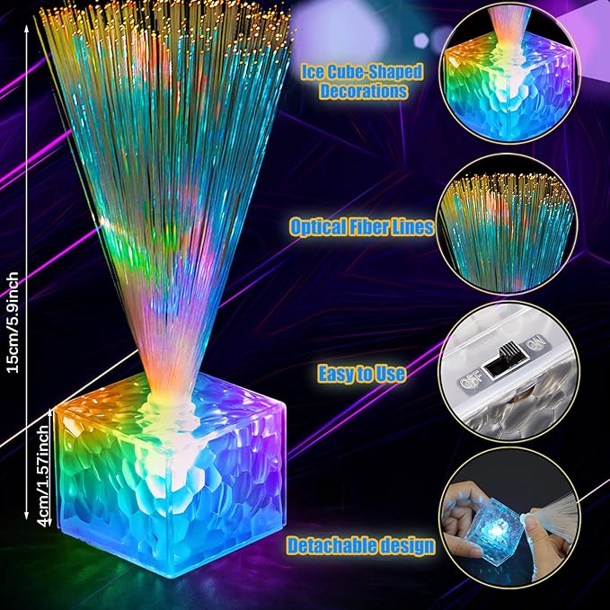 Amylove 16 Pcs Mini Fiber Optic Lamp Bulk LED Light Color Changing Table Centerpiece Glow in The Dark Party Favors Supplies for Wedding Graduation Birthday Disco Dance Decorations (6 Inch,Clear)