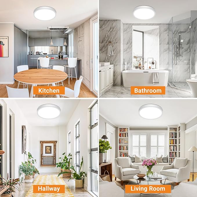 slochi 1Pack LED Flush Mount Ceiling Light Fixture, 9 Inch 18W, 2200LM, Super Slim 0.7 Inch, 3000K-6500K Adjustable Low Profile LED Ceiling Lights for Bathroom, Closet, Hallway(White)