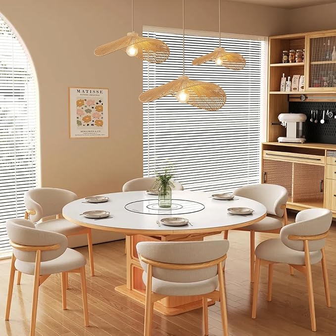 Rattan Hanging Lamp Boho Pendant Light Fixture Modern Style Hanging Light Bohia Natural Bamboo Handmade Hanging Lighting Set of 3