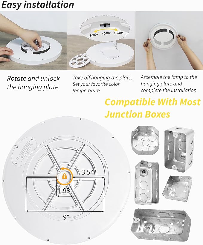 20 Inch Large LED Flush Mount Ceiling Light Fixture, Round 40w 4350lm 3000k,4000k,6000k CCT Selectable, Modern Flat Panel Super Slim Led Ceiling Light,for Living Dining Kitchen Room (2Pack-White)