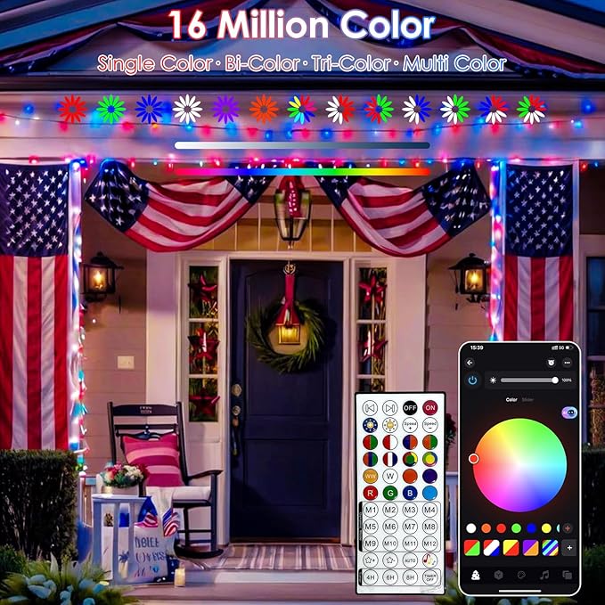 YIQU Smart Color Changing Halloween Lights, 66 FT 200 LED RGB Christmas String Lights with Remote App Control & Timer, Music Sync Multiple Modes Twinkle Light Waterproof Indoor Outdoor Decor