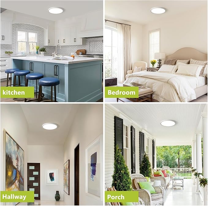 20 Inch 4200LM Large LED Flush Mount Ceiling Light with Remote Control, 42W Dimmable & 2700K-6500K Adjustable, Slim Ceiling Fixtures for Bedroom Workshop Office Apartment, White