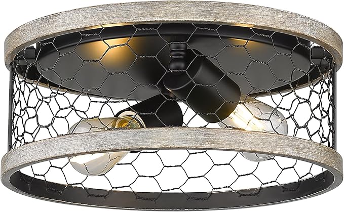 Golden Lighting Bailey 2-Light Flush Mount in Matte Black