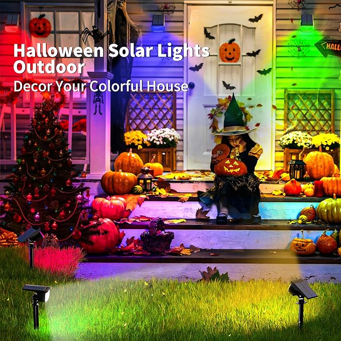 WENATY Solar Spot Lights Outdoor Color Changing, [7 Mode/6 Pack] Christmas Landscape Spotlights, Solar Lights Outdoor Waterproof, Solar Led Powered Flood Light for Outside Pathway Yard Garden Walkway