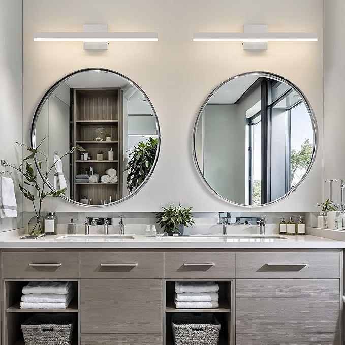 Nickel Bathroom Vanity Light 23.6 inch, 20W Dimmable 5CCT LED Bathroom Light Fixture Over Mirror Restroom-ETL Certificated