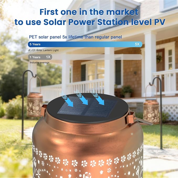 JEJOT Hummingbird Solar Lanterns Outdoor Waterproof, Birthday Gifts for Women Mom Grandma,Metal Hanging Solar Lantern for Yard,Garden,Porch Landscape Deconrations-1 Pack