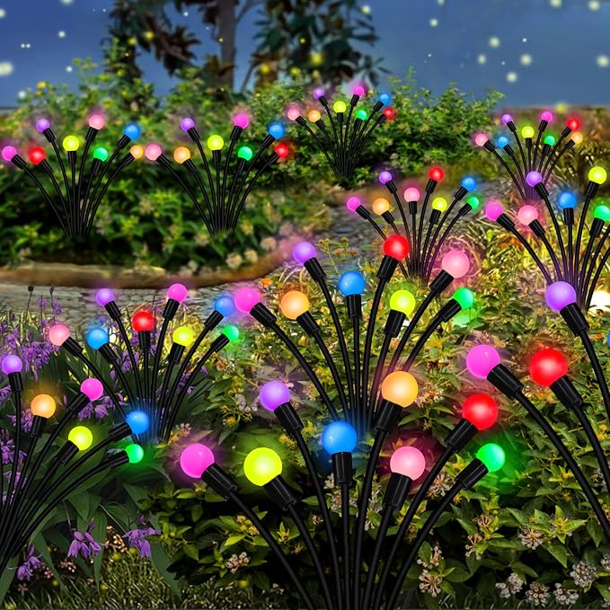 Kohlrabi Solar Garden Lights Outdoor, 10 Pack 80 LED Solar Firefly Lights Waterproof, Sway by Wind, Swaying Light for Yard Patio Backyard Garden Planter Flower Bed Pathway Decoration