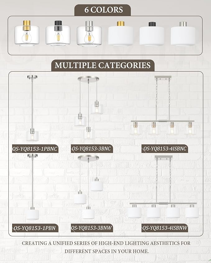 4-Light Brushed Nickel Kitchen Island Lighting, Modern Linear Dining Room Chandelier Light Fixtures with Milk Glass and Chain, Mid Century Hanging Lights for Kitchen Island, OS-YQ8153-4ISBNW