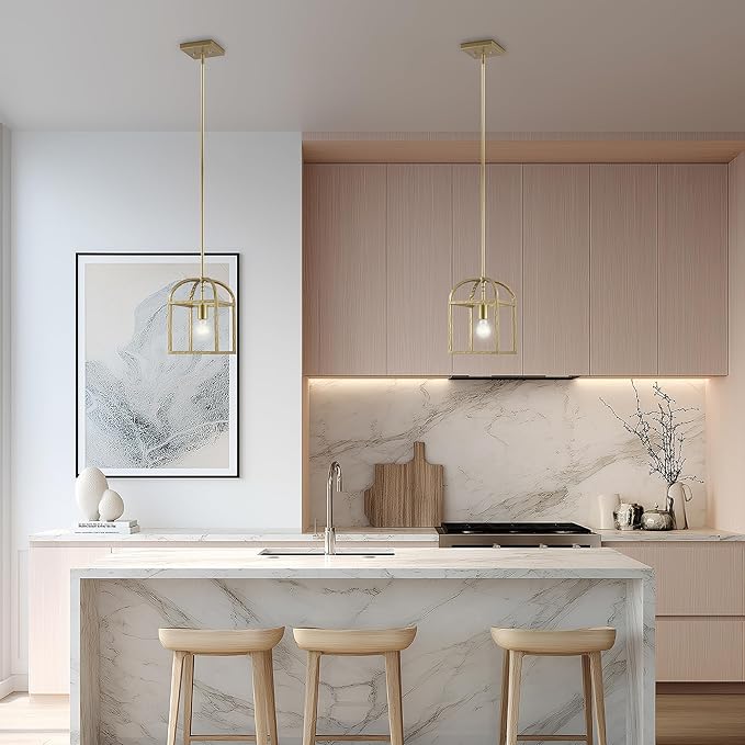 Asher Hamilton AHP-208AG Montclair 7.87 Inch Pendant Light | Adjustable 11.81 to 50.51 Inch Height | E26 Medium Base | Dry Rated for Indoor Use Only | Antique Gold Finish
