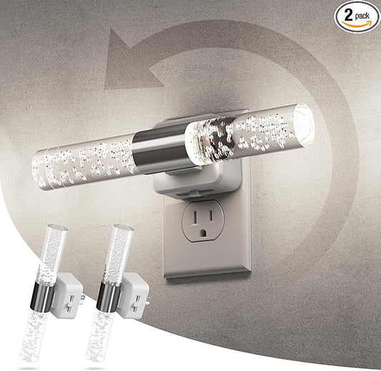 L LOHAS LED Bright Night Light, Night Lights Plug into Wall, 180° Rotating, Auto Light Sensor, Daylight White 5000K, Dimmable Nightlights for Bedroom Bathroom Hallway, 2 Pack