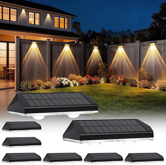 AUDLES Solar Fence Lights Outdoor Waterproof, Fence Lights Solar Powered with 3 CCT Modes, Solar Wall Light for Outside, Step, Patio, Garden, Deck, Stairs - 8 Pack