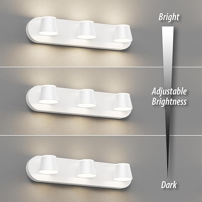 URSOLA 3 Light Bathroom Vanity Light LED White Wall Light Fixtures Up and Down Rotatable Dimmable 20 inch Bathroom Lighting