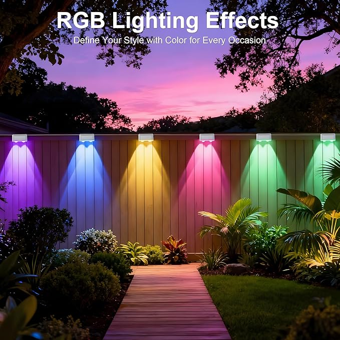 Outdoor Deck Lights, 8 Lights Smart Fence Lights Compatible with Alexa & Google Home, IP65 LED Patio Deck Lighting with Remote, Fence Lighting Music Sync for Patio Yard Garden(52.4ft)
