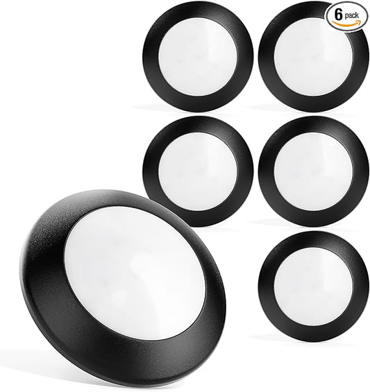 LUNABODE 6 Inch Dimmable LED Flush Mount Ceiling Light - (6 Pack) | 10.5W/85W Equivalent/5000K | Stylish LED Ceiling Light | Light Fixture for Kitchen/Garage/Bathroom | Bronze Trim | Bright White