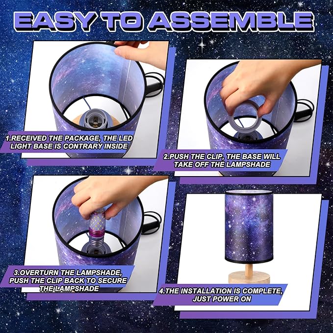 Glooglitter Space Galaxy Table Lamp Planets Gifts 3 Colors Dimmable Lights 9.72 x 5.12 Inch Planets Night Light Bedside Lamps Decoration for Bedroom Desk Birthday Gifts Home Decor