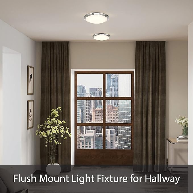 Aspen Creative 63014-1A, 2-Light Flush Mount in Brushed Nickel Finish with White Alabaster Glass, 13-1/8" Dia, E26 Socket