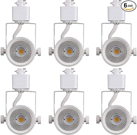 CLOUDY BAY 8W 4000K Cool White Dimmable LED Track Light Head,CRI90+ True Color Rendering Adjustable Tilt Angle Track Lighting Fixture,40° Angle for Accent Retail,White Finish,Halo Type- Pack of 6