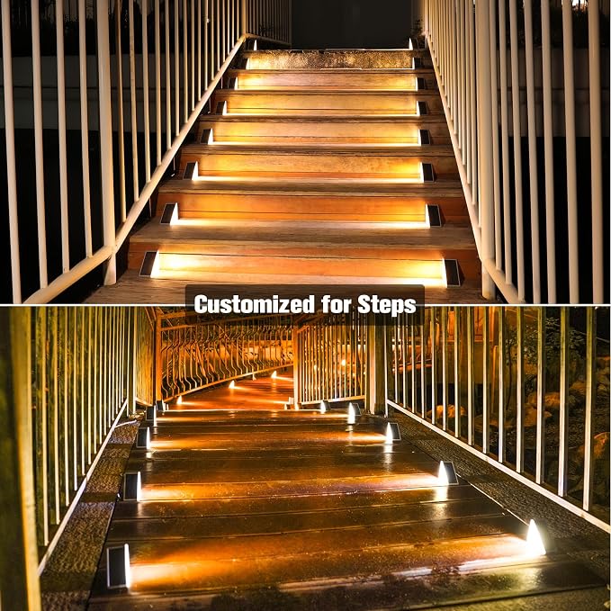 VOLISUN Solar Step Lights for Outside 16 Pack, Solar Stair Lights Outdoor Waterproof IP67,28 LED,1200 mAH Outdoor Step Light,Outdoor Decor for Garden Stair, Deck, Front Step, Front Porch,and Patio