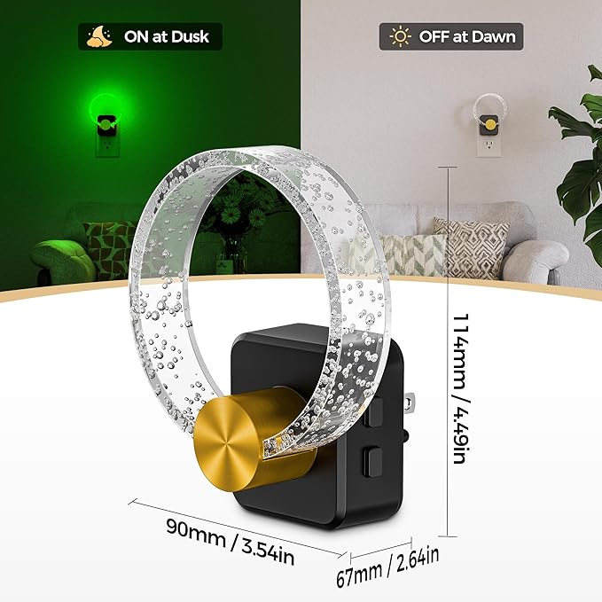 DORESshop Night Lights Plug into Wall, LED Night Light Color Changing RGB with Dusk-to-Dawn Sensor, Adjustable Brightness, Dimmable Nightlights for Hallway, Bedroom, Kids Room, Room Decor