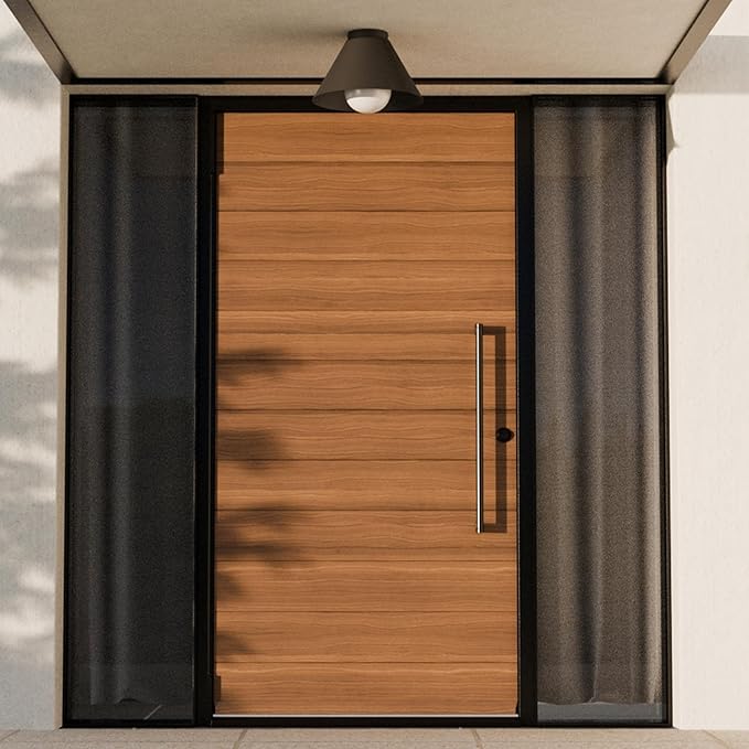 GLOBE Electric 60000163 1-Light Outdoor Flush Mount, Painted Black Sand Texture, Frosted Opal Glass Inner Shade