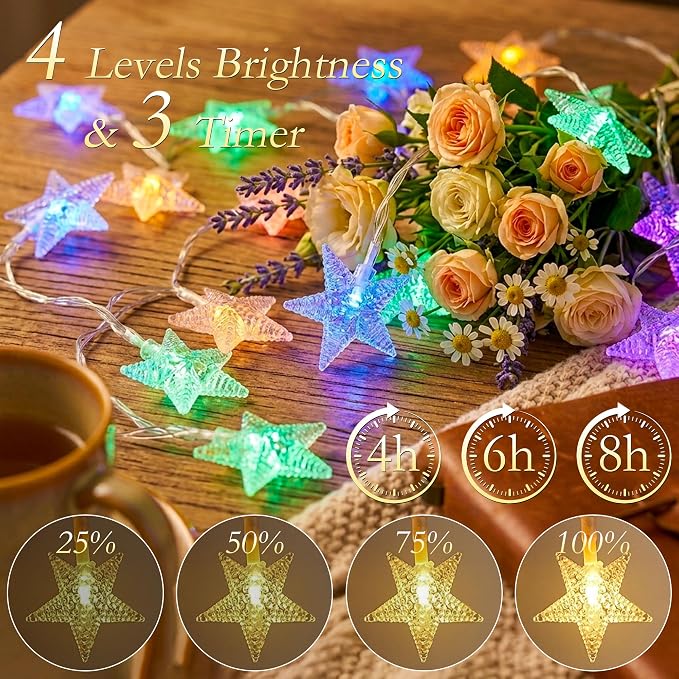 Star Lights String Lights USB 50FT 100 LED Fairy Lights with Remote IP44 Waterproof 11 Modes 2-in-1 Warm White & Multicolor Changing Indoor Outdoor Starry Lights for Bedroom Garden Party Decor