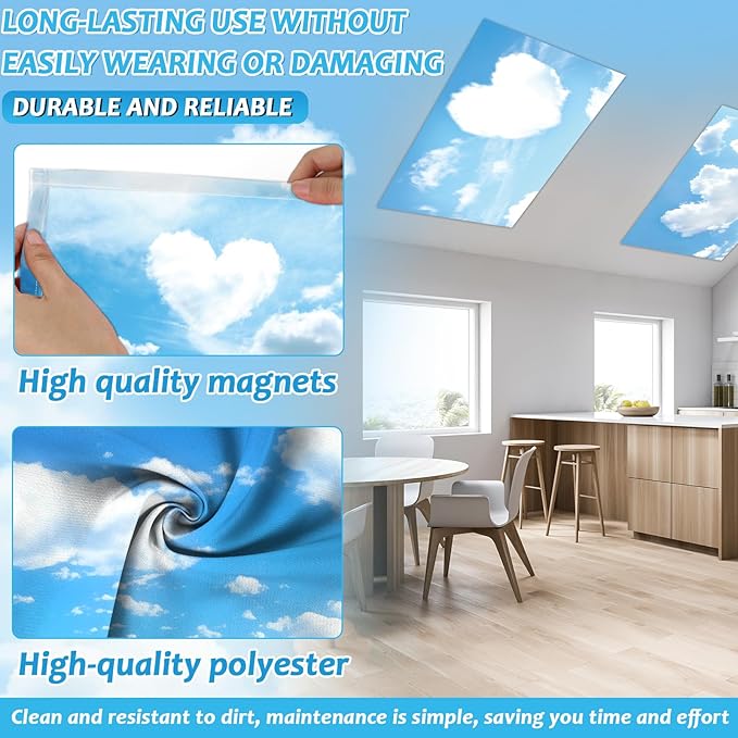 8 Pcs Fluorescent Light Covers with 80 Magnets Decorative for Classroom Ceiling Light 4 x 2 Feet Magnetic Lights Covers Filter Easy Install for Office Hospitals & Home Drop Ceiling Supplies (LOVE)