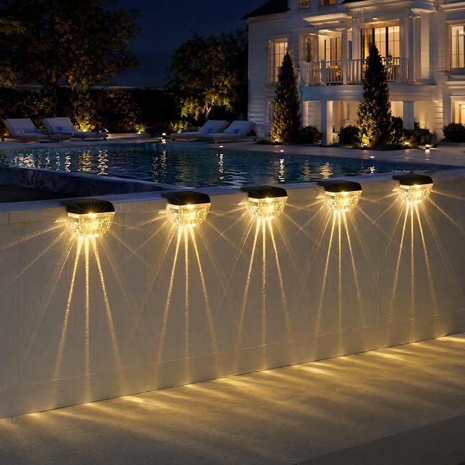 Melunar 8 Pack Solar Deck Lights Outdoor, Solar Step Lights Waterproof for Outside, Yard, Patio, Garden, Pool, Railing, Stairs, Fence (Warm White)