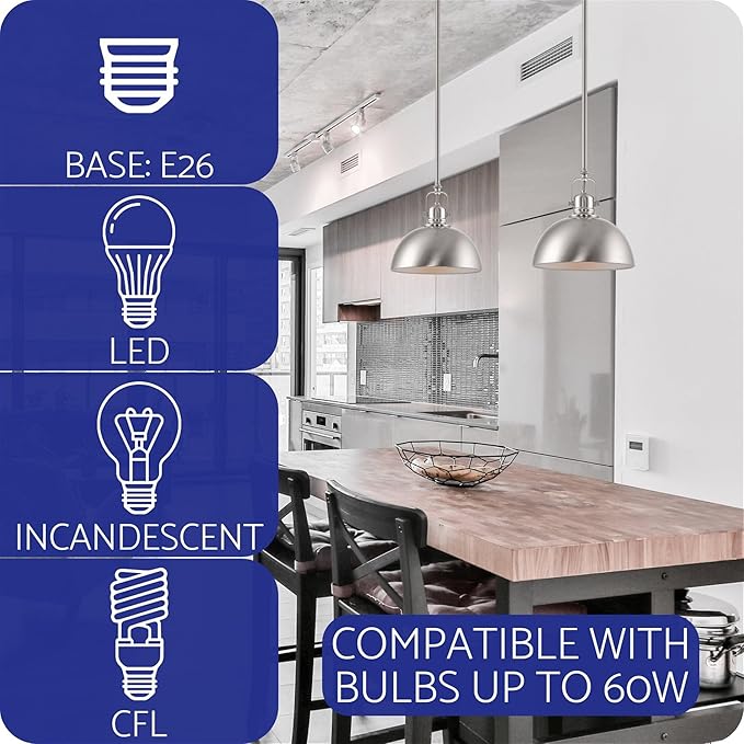 Kira Home Belle 9" Contemporary Industrial Pendant Light, Adjustable Length + Shade Swivel Joint, Brushed Nickel Finish, Pack of 2