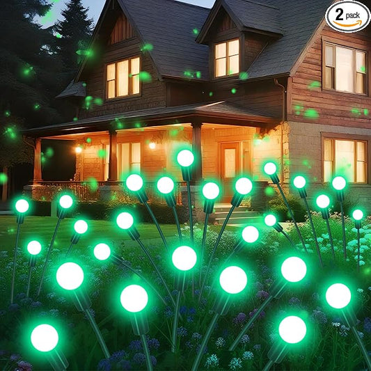 Solar Garden Lights Outdoor Waterproof, 2 Pack 16 LED Swaying Firefly Lights Outdoor Decor Light for Pathway Party Christmas Decoration, Unique Gifts for Women, Green