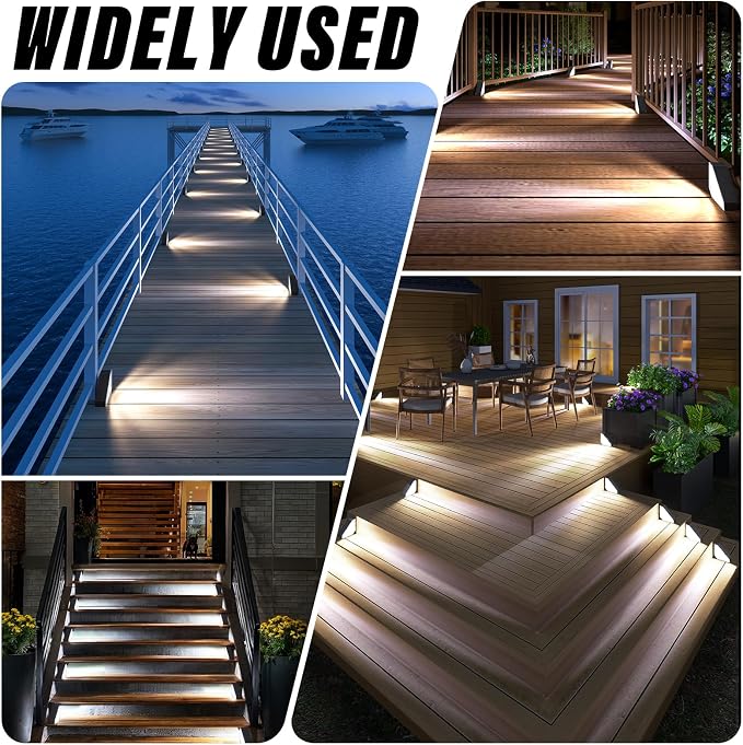 ROSHWEY Solar Stair Lights Outdoor Waterproof, 12 Pack Solar Powered Step Lights for Outside, Triangle Deck Step Light, Outdoor Decor Lighting for Front Porch, Backyard, Patio, Cool White