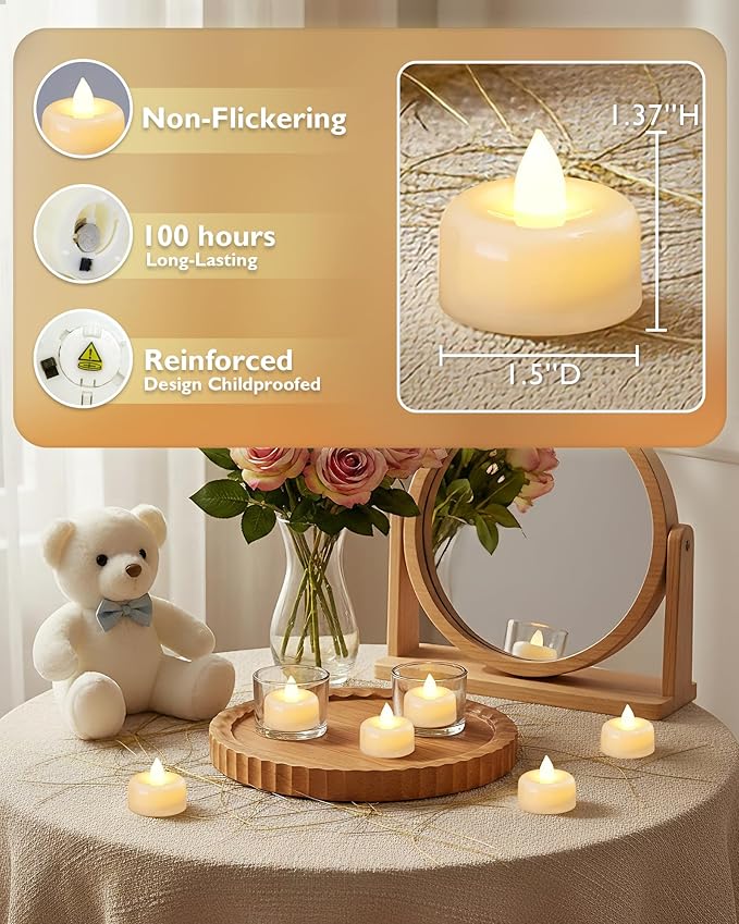 Amagic 150Pack Flameless LED Tea Lights Candles Battery Operated, Electric Fake Tealight Candles for Votive, Halloween, Christmas, Home Decor, Wedding, Table Decor (150Pack)