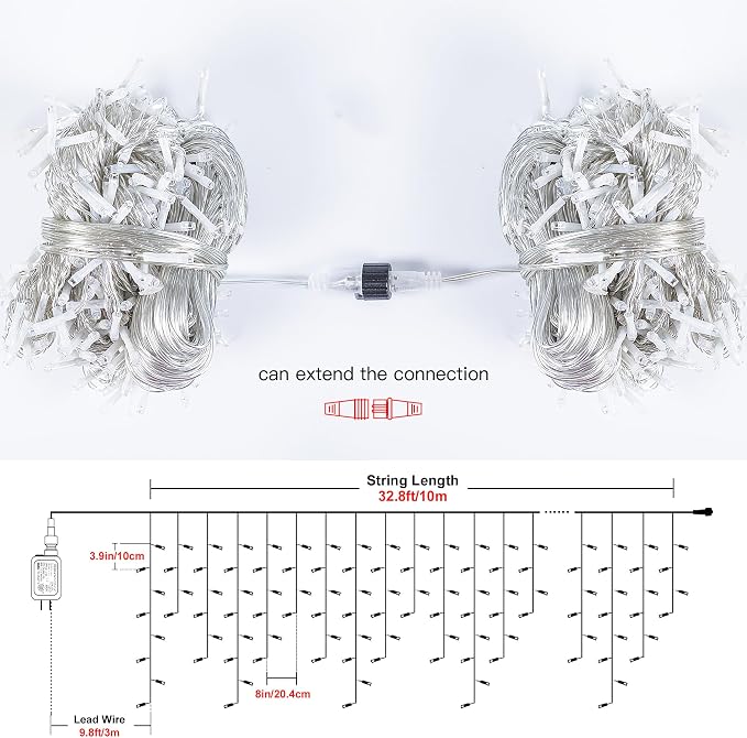300LED Icicle Lights for Outside,Red Valentine Window Lights,8 Modes Plug in Red Curtain String Lights Waterproof for Valentine’s Day,Wedding,Party,Bedroom,Home,Wall,Backdrop,Christmas Decor