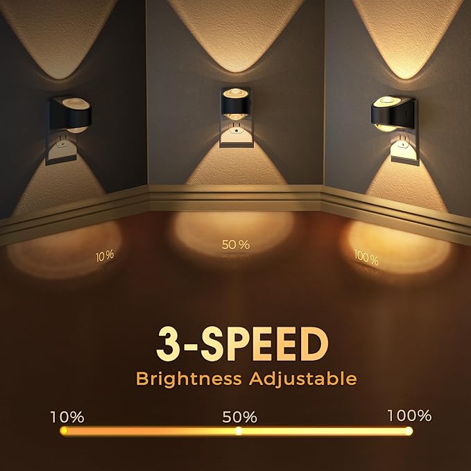 Briignite Projector Night Light, Night Lights Plug into Wall, Soft White for Bedroom, Dimmable Brightness Dusk to Dawn Nightlight for Kids, Nursery, Bathroom, Home Decor, Gaming Room, 2 Pack
