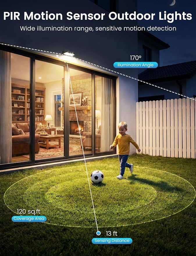 Solar Fence Lights Outdoor with Motion Sensor, 2 Pack Warm White Fence Lights Solar Powered 3 Modes IP65 Waterproof Dusk to Dawn Outdoor Lights for Patio Deck Wall Backyard Garden Decorative