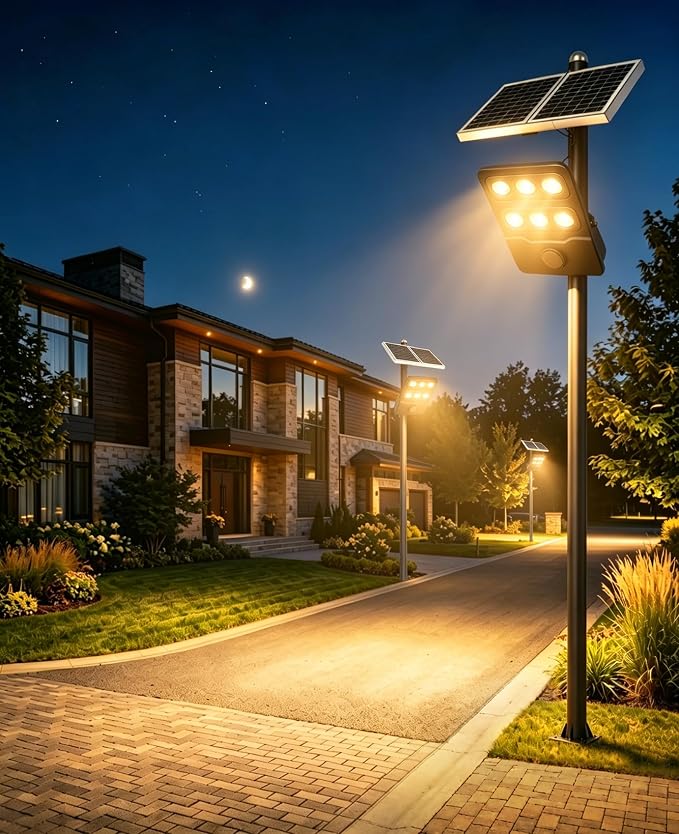 JAYNLT JX-10000W Solar Flood Lights Outdoor, 3000K/4000K/6500K Commercial Parking Lot Lights Dusk to Dawn,Motion Sensor Solar Powered Security Spot Lights, IP67 Waterproof, for Yard, Street, Garage