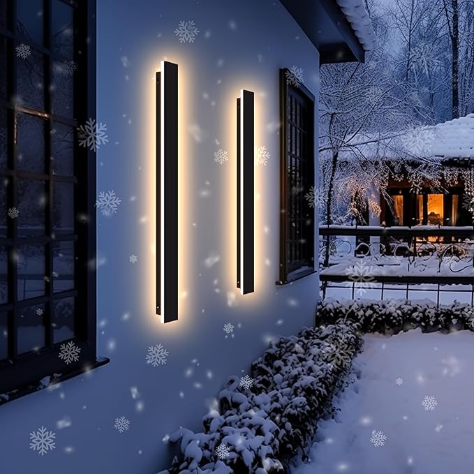 Outdoor Wall Light LED Long Wall Sconce 45.28in Ip65 Waterproof Black Modern Outdoor Lights 3000k 37W Metal Exterior Light Fixture for Porch Light Patio Door Yard Garden Villa Living Room
