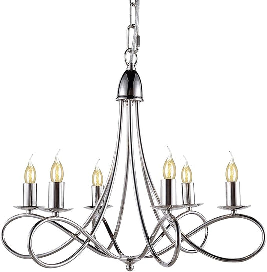 Elegant Lighting Lyndon Collection 6-Light Pendant Lamp, Polished Nickel Finish