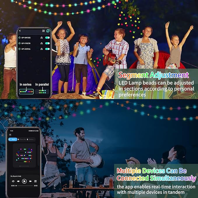 Smart Flower Fairy Lights, 33FT 66 LED String Light, Halloween Lights Outdoor for Party with App, Music Sync,Group Control String Lights for Bedroom, Party, Wedding,