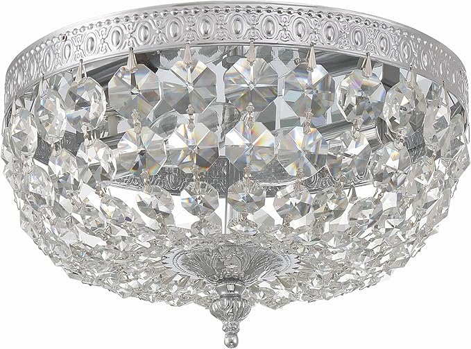 Crystorama 2 Light Clear Italian Crystal Flush Mount (Polished Chrome, 10")