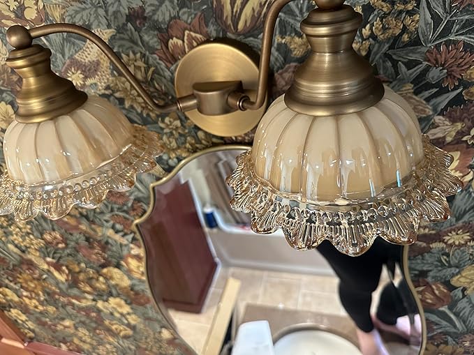 XIEDUN Vintage Vanity Light Brushed Brass 2 Light Vanity Lights for Bathroom Vanity Light Fixtures
