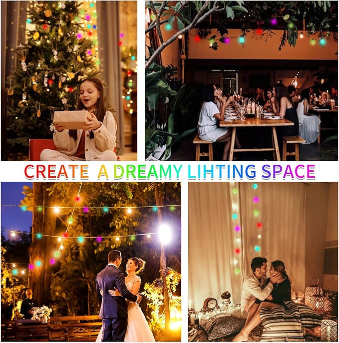 Smart Flower Fairy Lights, 33FT 66 LED String Light, Halloween Lights Outdoor for Party with App, Music Sync,Group Control String Lights for Bedroom, Party, Wedding,