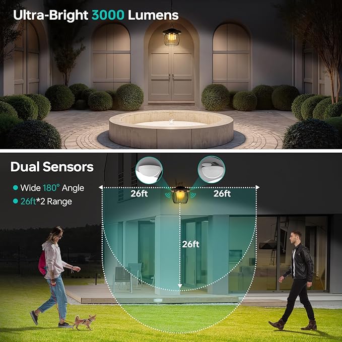 Deogos 3000LM Solar Shed Light Outdoor Indoor,Solar Powered Gazebo Light 4400mAh Battery with Motion Sensor and 3 Color Temperatures Day & Night Use Waterproof with Remote for Shed Gazebo Barn Garage