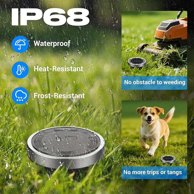 Peasur Mini Solar Ground Lights Outdoor, 8 Pack Flat Solar Powered Disc Lights, IP68 Waterproof, Anti-Rust, Landscape Lighting for Pathway Garden Yard Lawn Walkway Landscape Driveway, Blue
