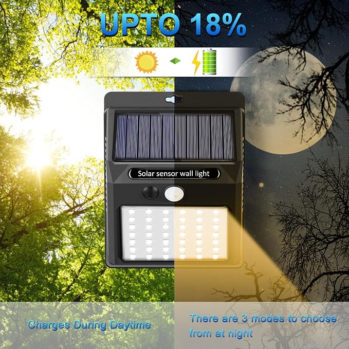 SEZAC Solar Lights Outdoor, 10 Pack Solar Motion Sensor Outdoor Lights with 3 Lighting Modes, IP65 Waterproof Solar Fence Lights for House (Warm White)